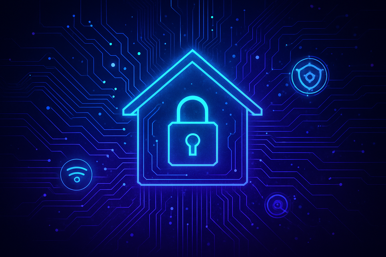 AI-powered smart home security illustration
